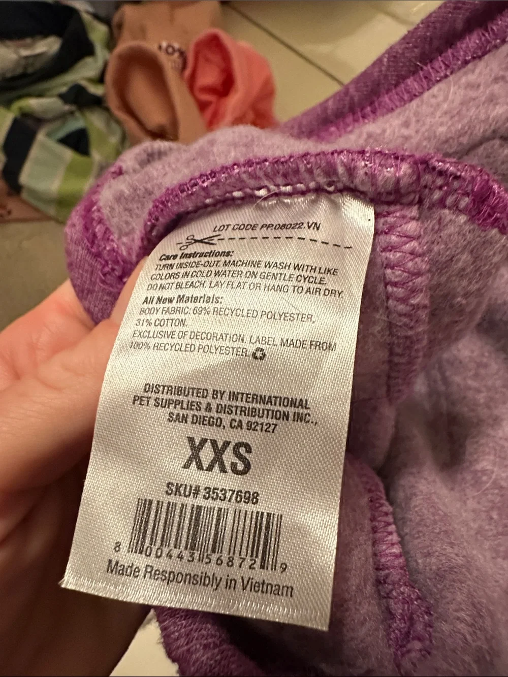 Purple Hooded Dog Sweater Sizs XXS